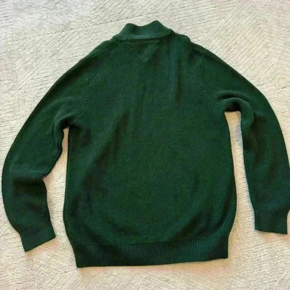tommy hilfiger mens quarter zip sweater XL green knitted mock turtle neck - Picture 7 of 8